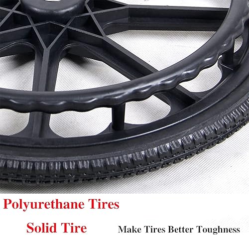 Miniatura 6 de (1PR, negro) Rueda de repuesto de rueda trasera de 24 x 1 pulgadas, conjunto de rueda trasera para sillas de ruedas de 16-18-20 pulgadas, piezas de