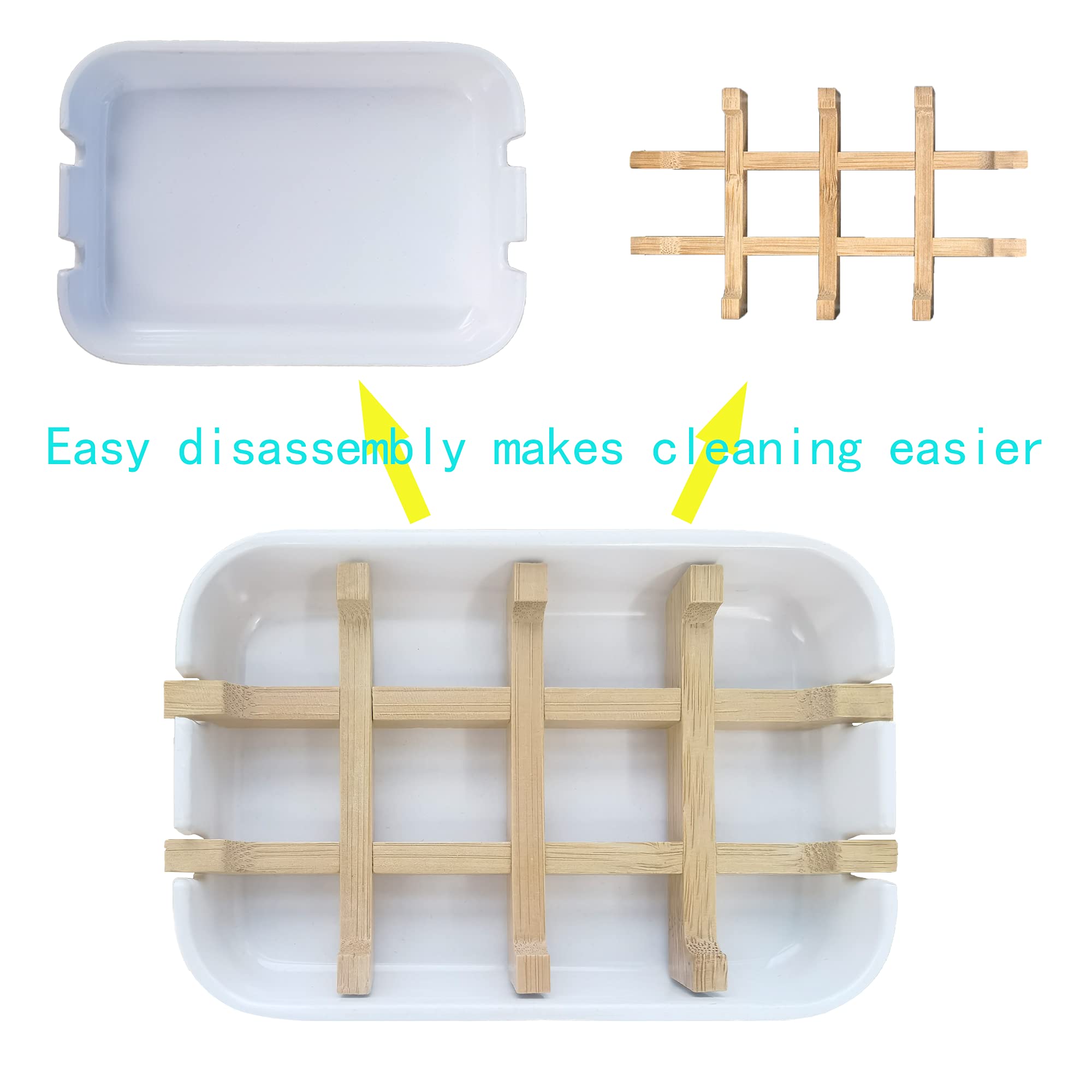 Aoheuo Moderno soporte de fibra de bambú (2 unidades) con combinación de jabonera y jabonera (extraíble), 5.12 pulgadas de largo por 3 pulgadas de ancho, 1 pulgada de alto, utilizado en cocinas, baños
