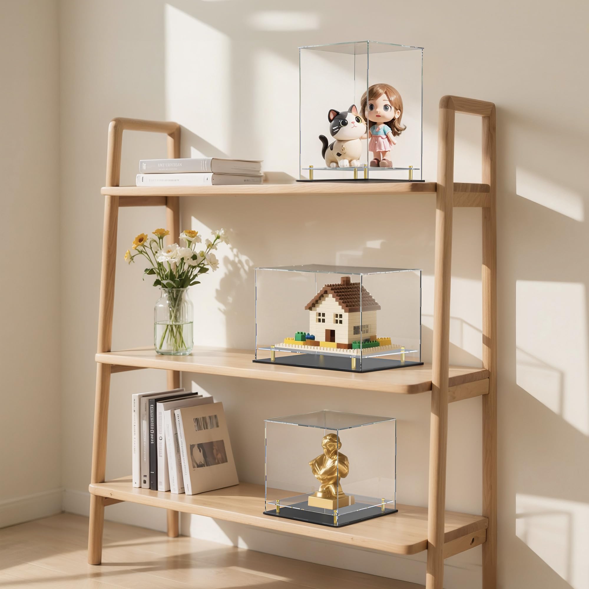Acrylic Display Case with Removable Floating Shelf and Thick Base - Image 3