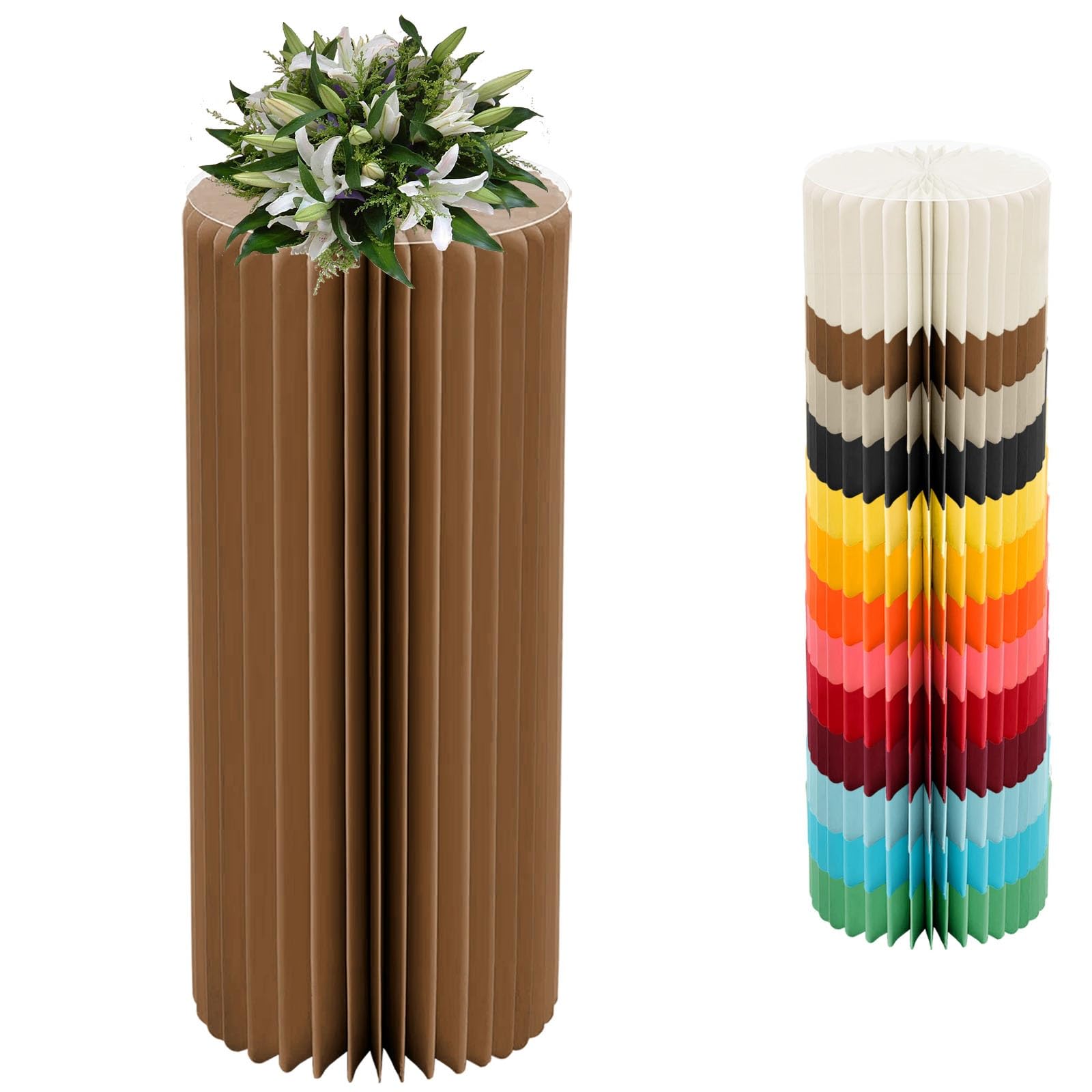 YTBHSHXZ plinth， Foldable Cardboard Cylinder Pedestal Cake Stand Multicolor 20-100cm(Brown,H 80cm/31.5in)