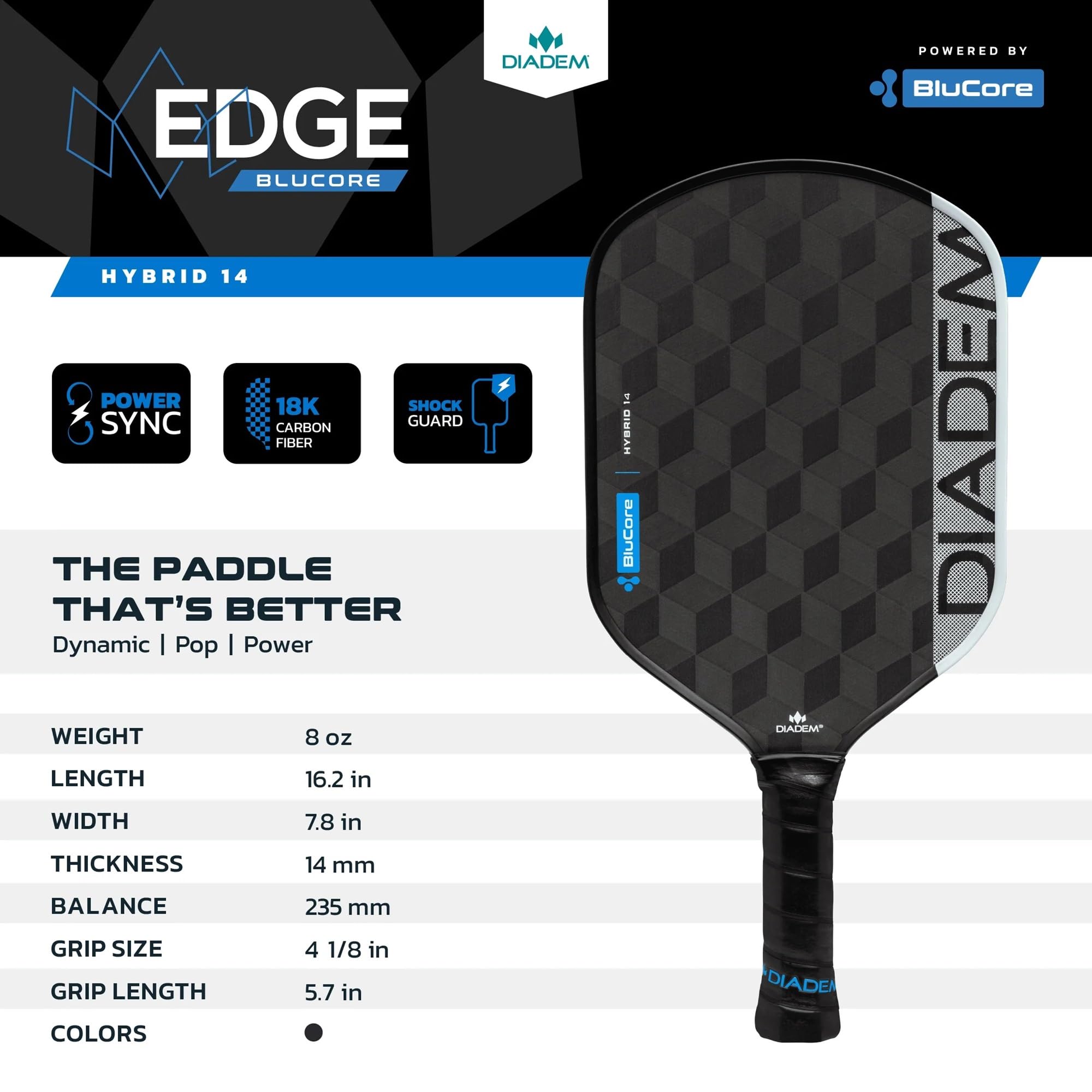 Amazon.co.jp: ダイアデム DIADEM ピックルボールパドル EDGE BLUCORE
