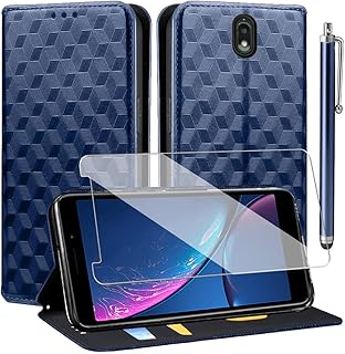 for Hot Pepper Serrano 3 Case, for Hot Pepper Serrano 3 Wallet Case with Tempered Glass Screen Protector Holder Kickstand Magnetic,PU Leather Flip Case for Hot Pepper Serrano 3 A95B A95C A95J (Blue)
