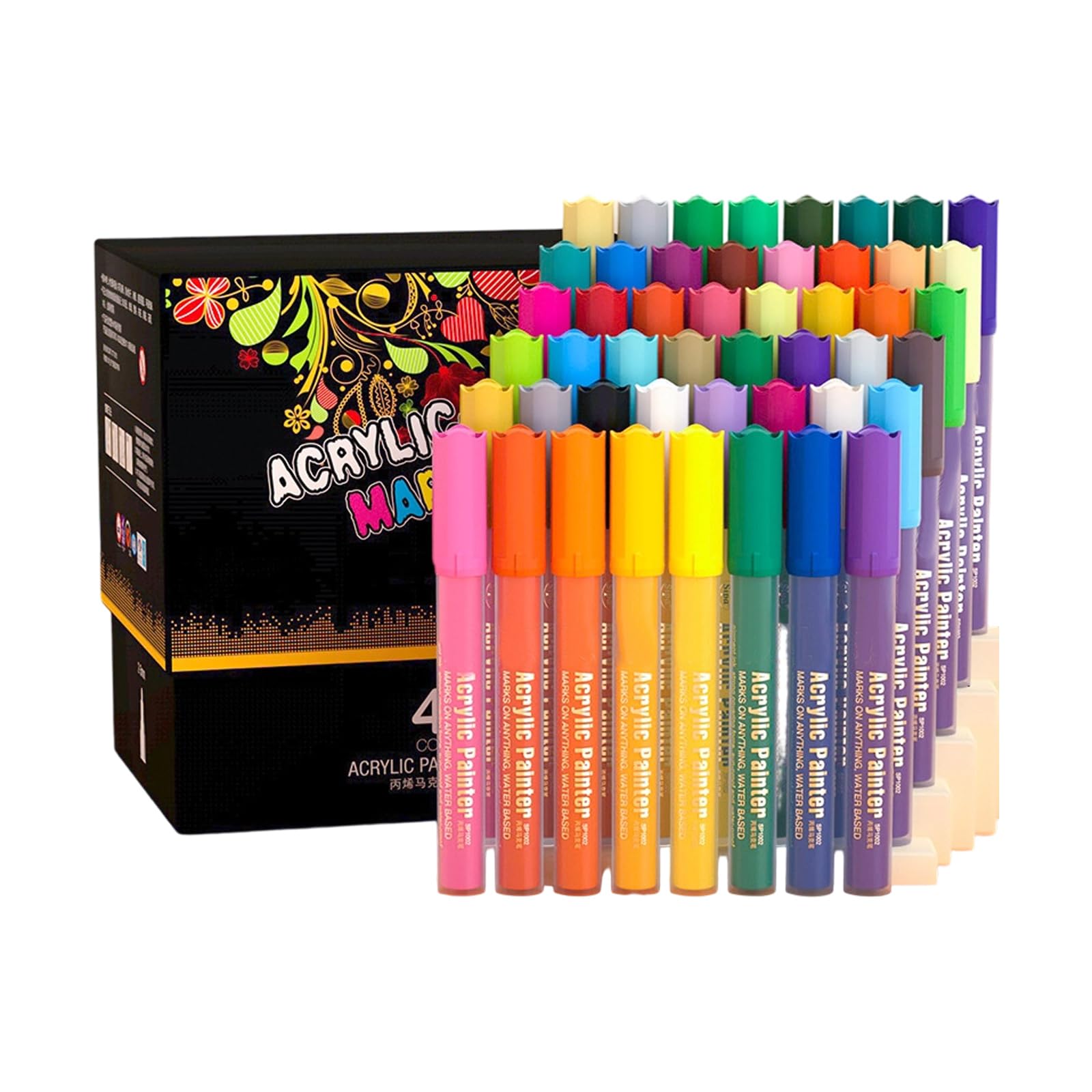 ljhnba Pennarello acrilico resistente all ' acqua per dipingere carta, ceramica, tessuto, legno, tela, vetro e scrapbooking Pennarelli acrilici punta fine a base d ' acqua