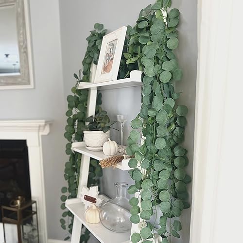 Miniatura 3 de CQURE 28 guirnaldas de eucalipto, hojas de eucalipto artificiales, guirnalda de hojas de eucalipto para decoración de bodas, fiestas, mesas,
