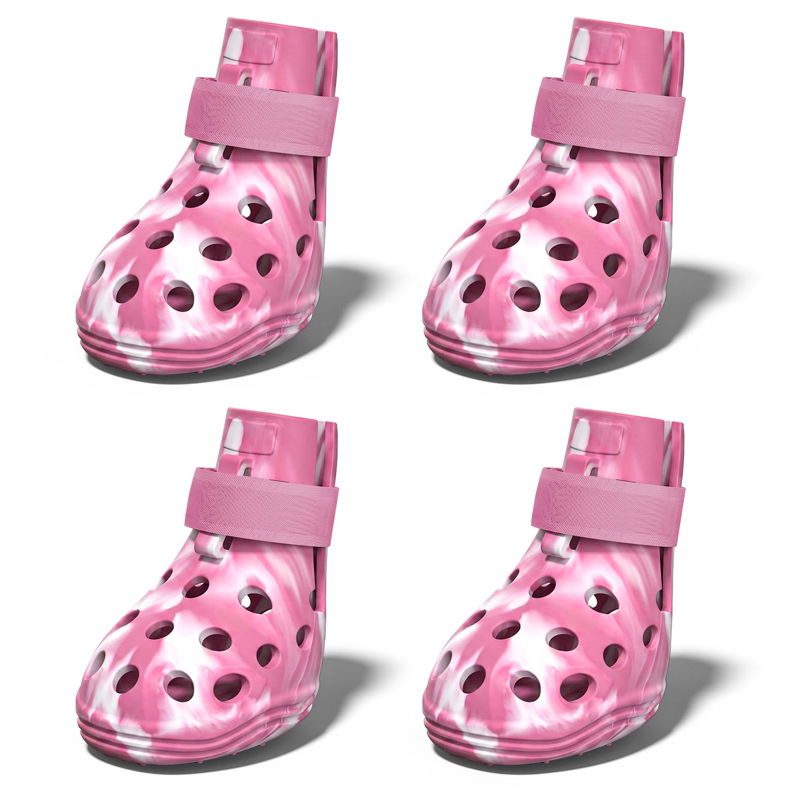 Dog Shoes for Hot Pavement, Breathable Dog Boots Paw Protectors with Adjustable Straps & Non-Slip Sole, Easy On & Off, Waterproof, Easy-Cleaning (Pink Marble, L)