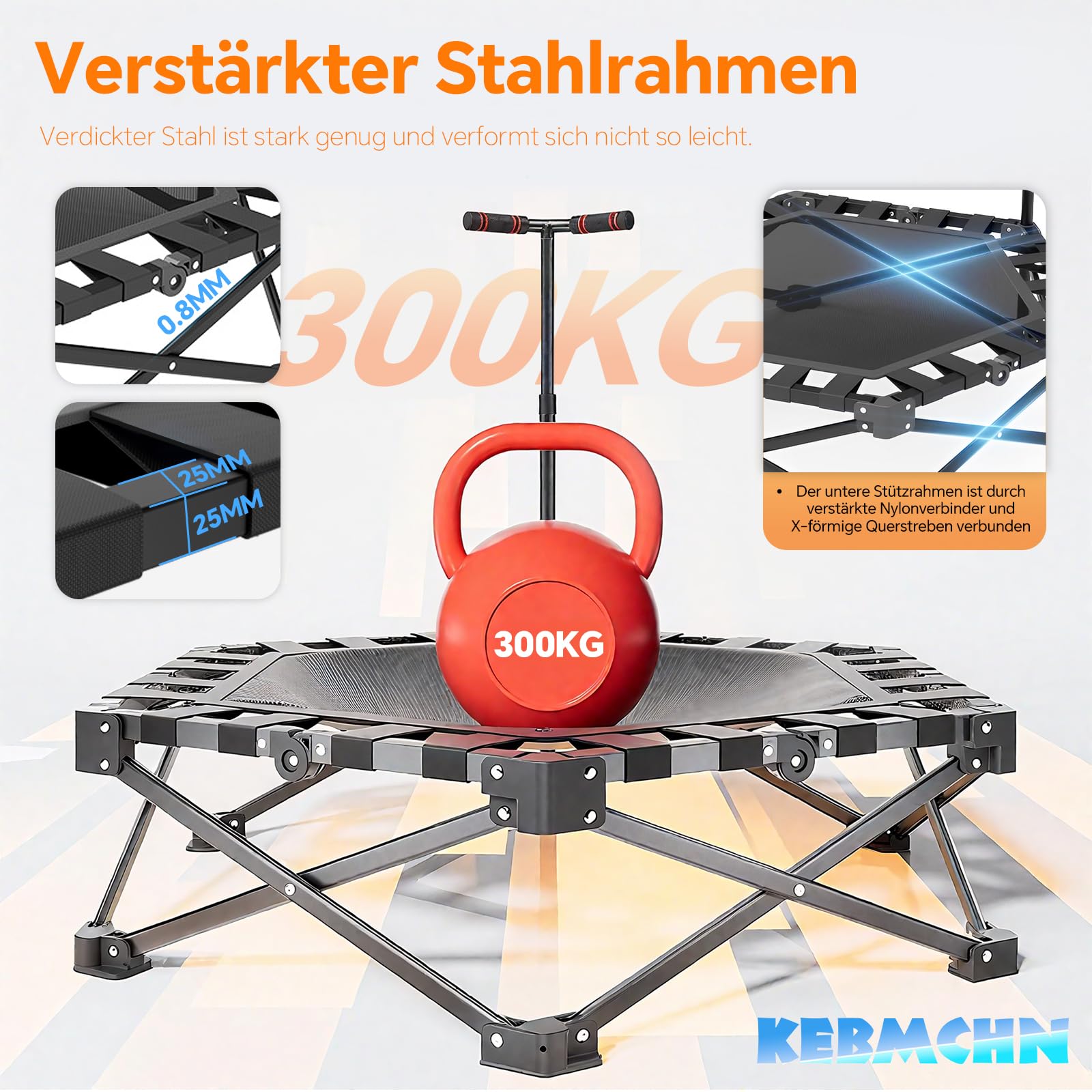 Fitness Trampolin Indoor Mit Griff - Vogelnest-Design, Bis 300kg Belastbar
