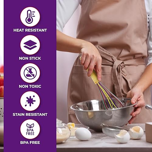 Miniatura 5 de Kaluns Juego completo de utensilios de cocina de silicona, 50 piezas, resistente al calor, antiadherentes, con asas de madera, 800 F, resistentes al