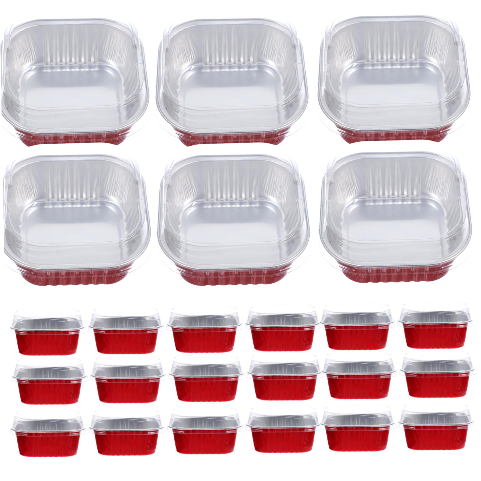 OFFSCH 40 Sets Aluminum Foil Cake Boxes Tiramisu Baking Food Storage Boxes for Oven Microwave Air Fryer with High Lid