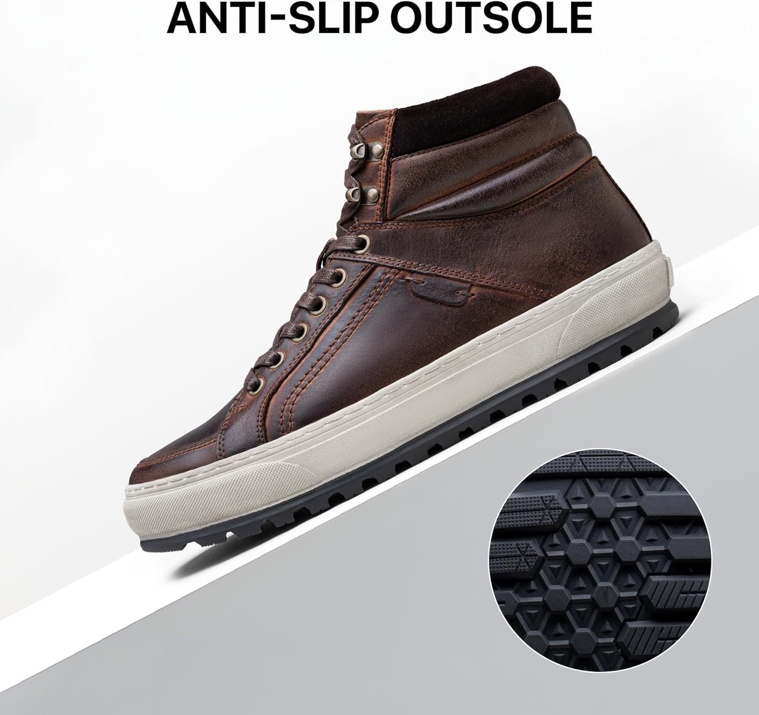 Jousen Mens Casual Shoes Premium Leather Side Zipper High Top Boots Fashion Sneakers for Men - Image 6