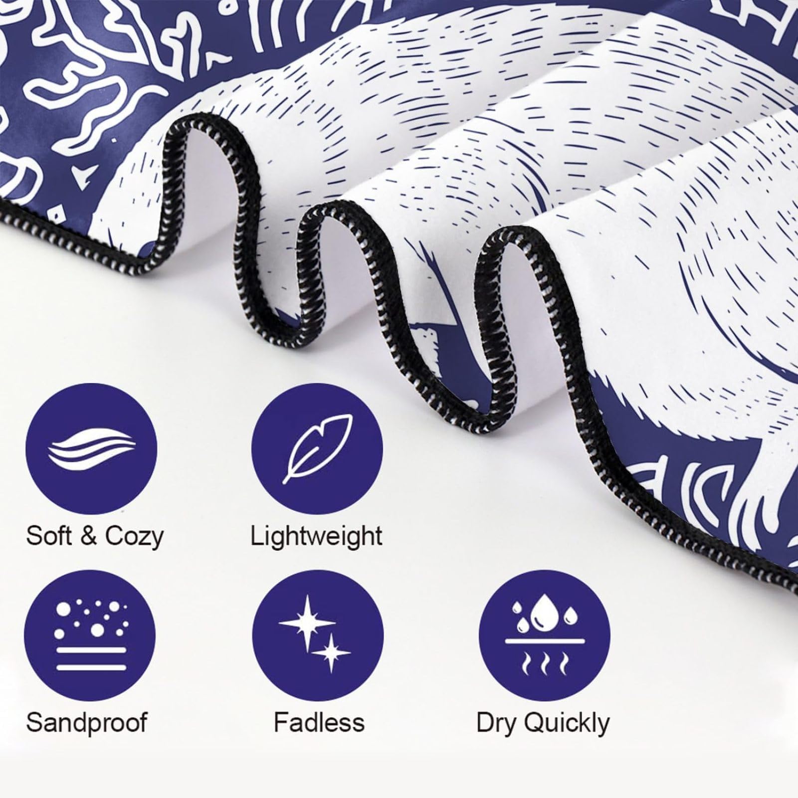 Serviette Microfibre Plage Chien Brun Towel Super Absorbante Ultra Compacte Idéale pour Le Sport Voyages Plage Camping Randonnées Yoga et Natation