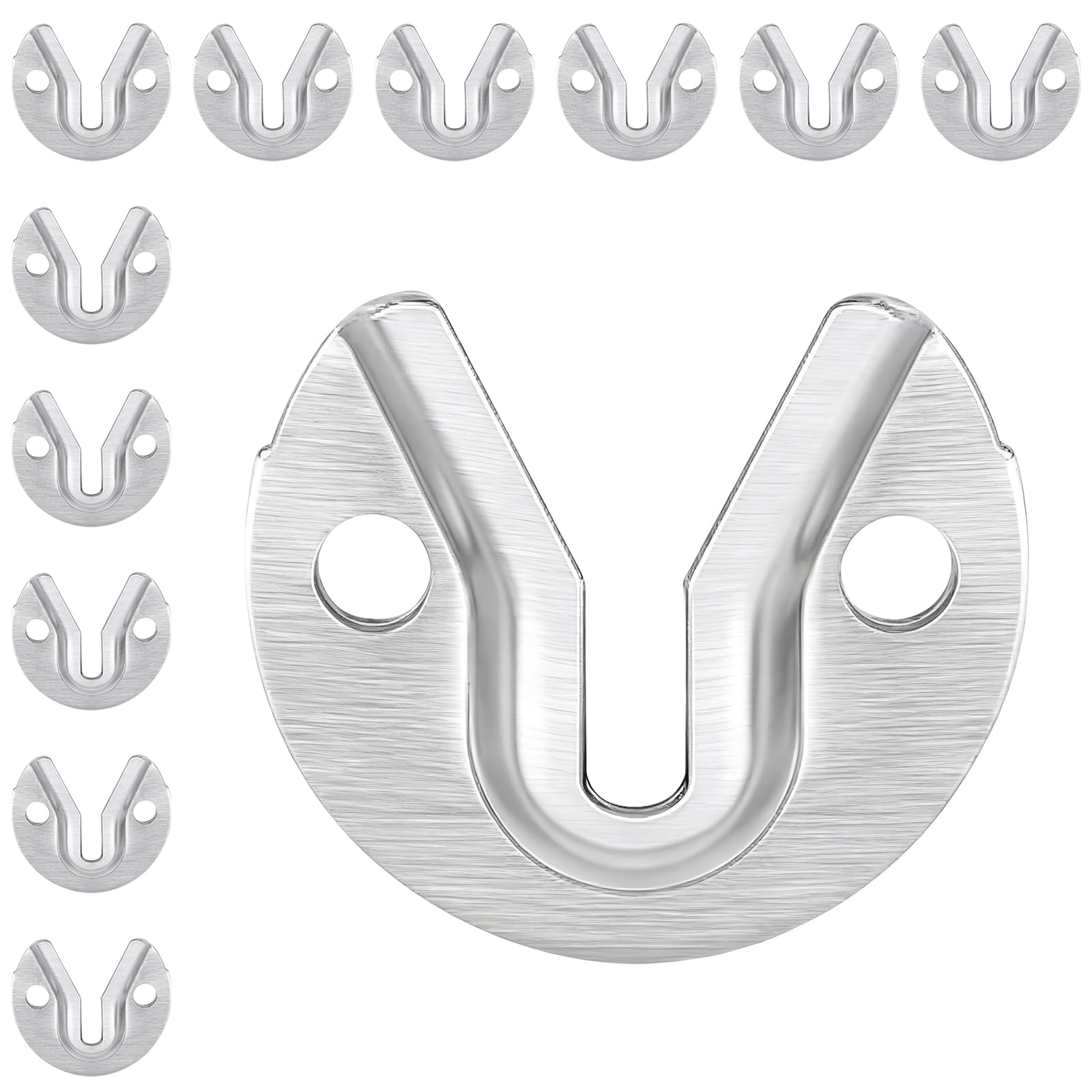 12Pcs Keyhole Bracket, Heavy Duty Picture Hooks, Silver Circle Keyhole Shelf Poster Hangers for Wall Mounting Mirrors Coat Rack, Photos Frame, Artwork, and Shelves