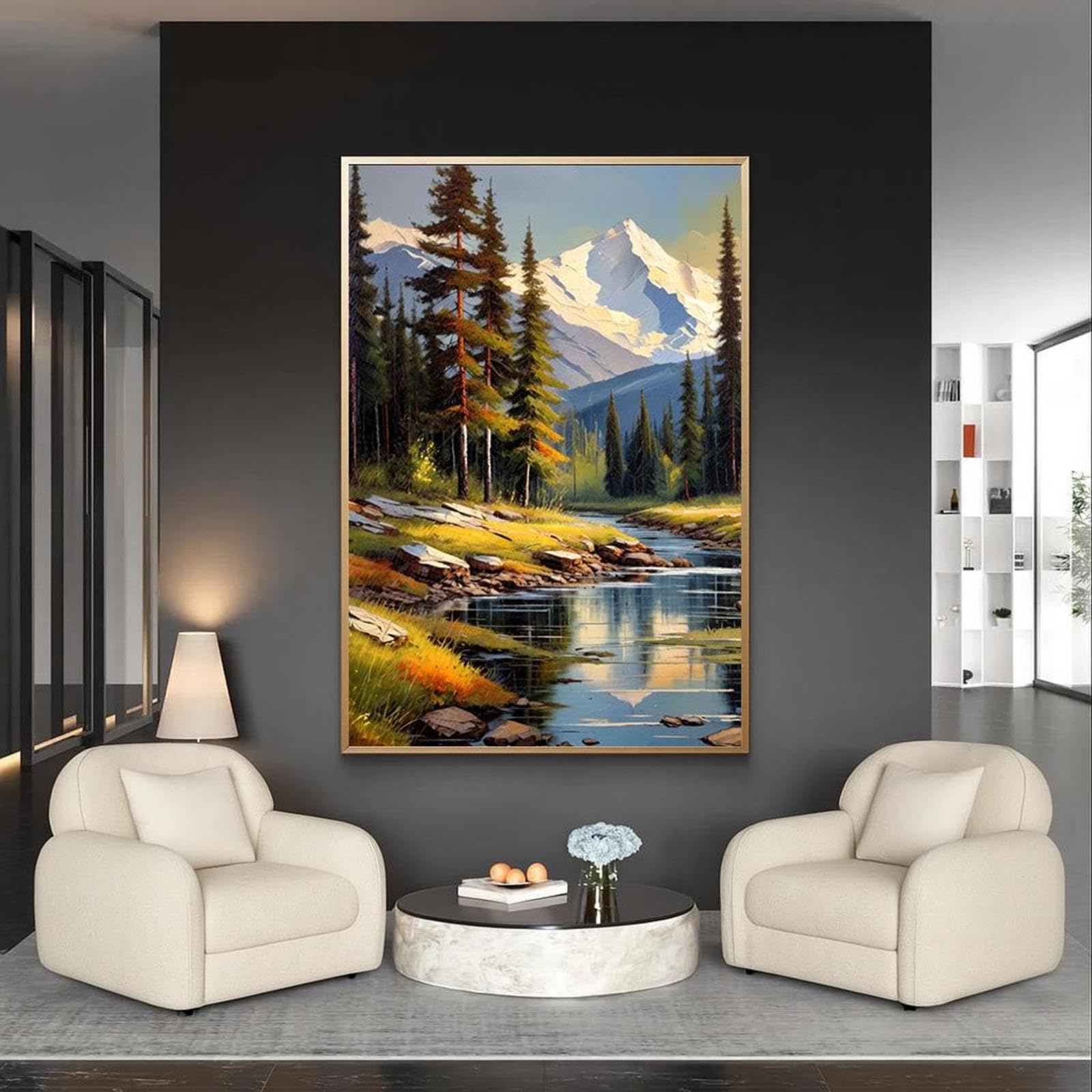 Impression sur toile rivière de montagne 30x45cm paysage forestier sans cadre