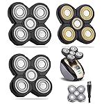 WAHFOX Universal 3 Pcs 5 Blades Shaver Heads for Head shaver and Other Brands Head Shaver, Black+gold