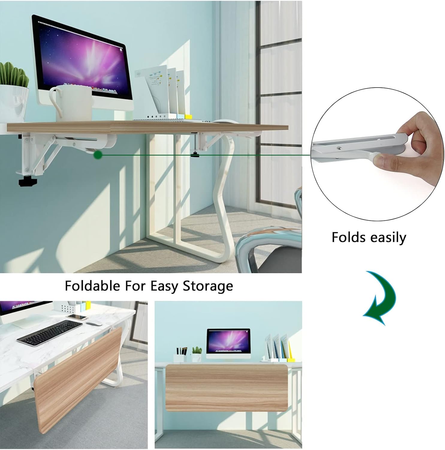 人間工学に基づいたコンピューターデスク拡張、マウスパッド付き、55/65/75 x 25 cm、折りたたみ式90&deg;キーボードトレイ、