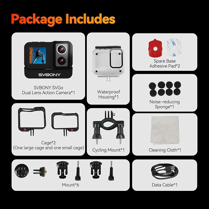 SVBONY SVGo 4K30FPS 20MP Action Camera Dual Lens Waterproof miniatura 9