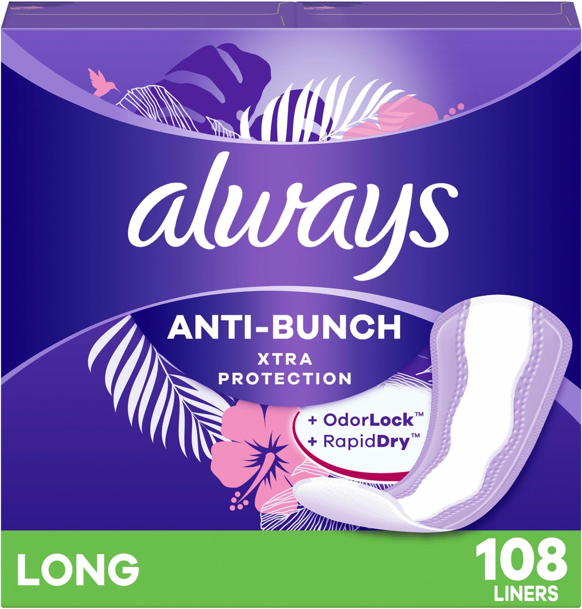 Carefree Original Thin Panty Liners, Daily Protection, Long