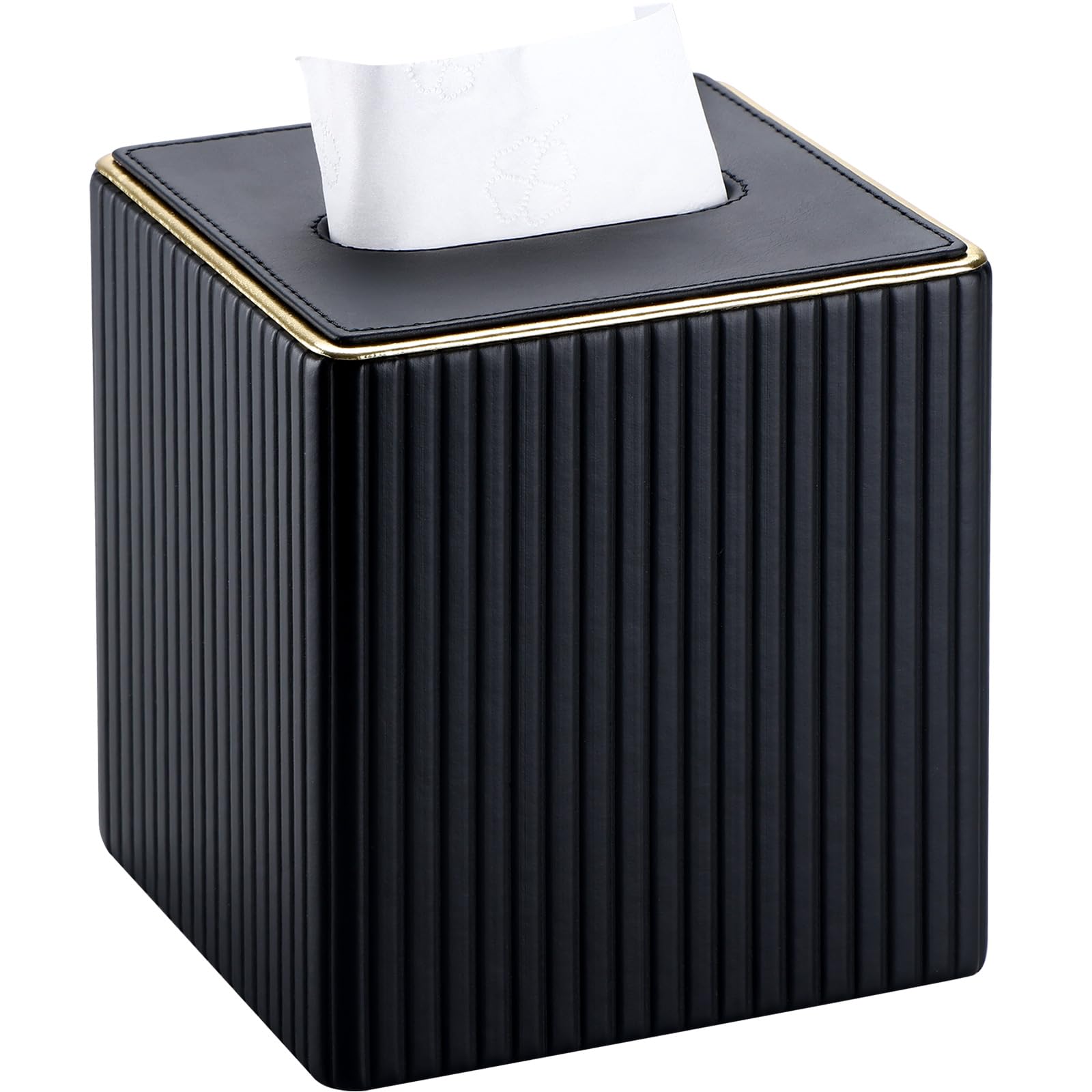 KINGFOM Tissue Box Cover PU Leather Square Tissue Box Holder for Kleenexs with Magnetic Bottom Cover for Facial