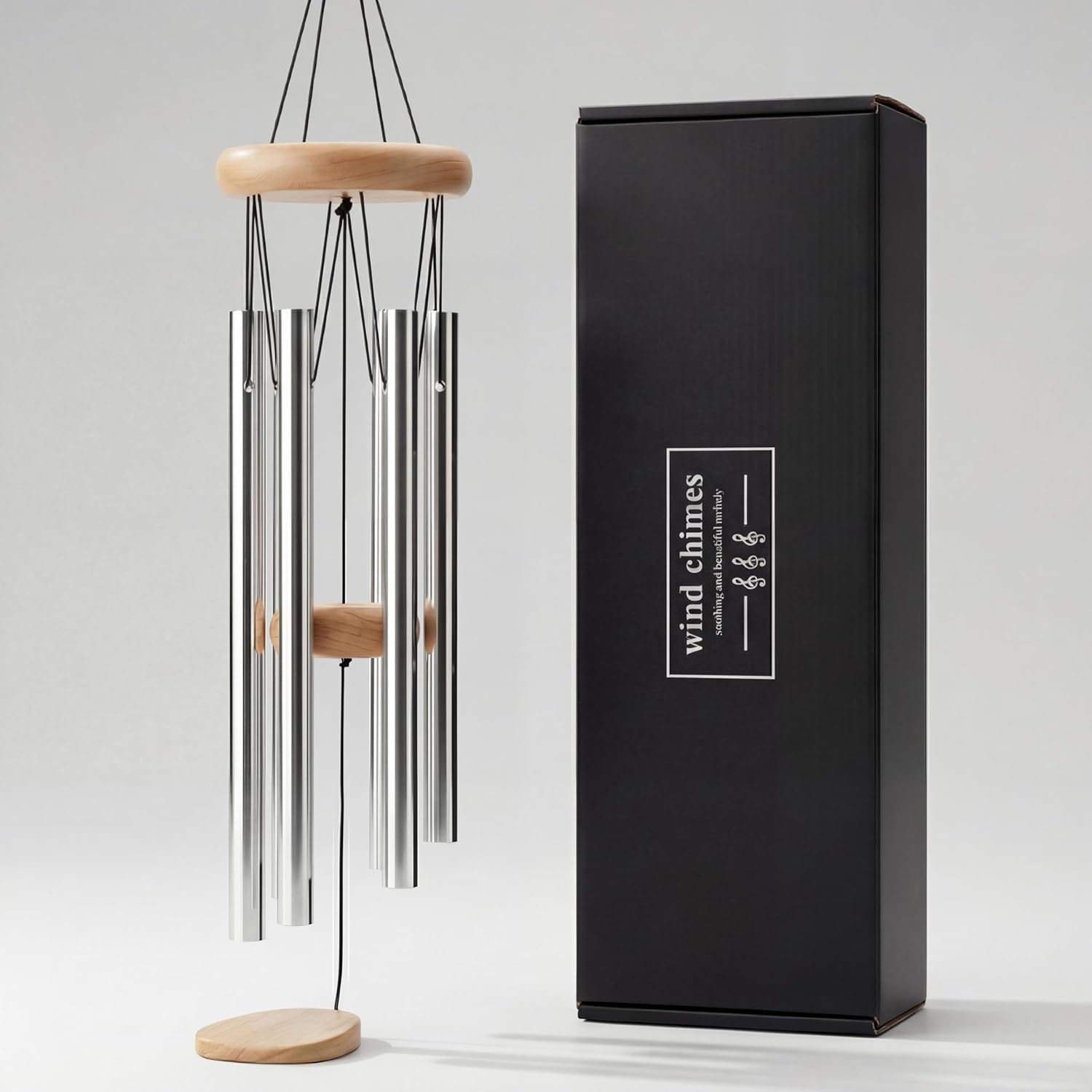Memorial Wind Chimes for Loss of Loved One - 25 Inch Tone Silver Wind Chimes with 6 Tuned Tubes - Sympathy Gifts for Loss of Mother, Father, Loved One - Rust-Proof Garden Decor