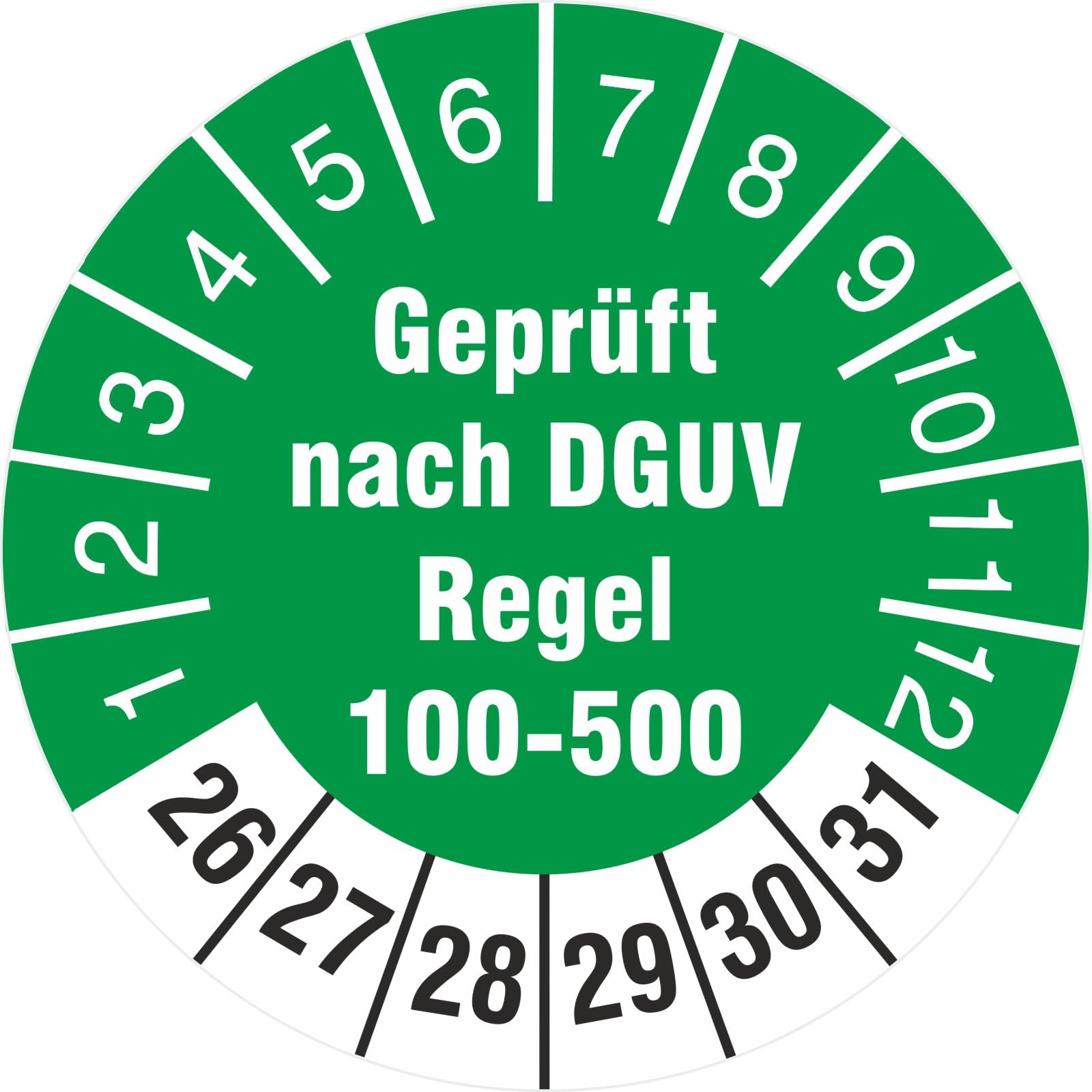 500 Stück nächster Prüftermin - geprüft nach DGUV Vorschrift 3 Prüfetiketten/Prüfplaketten 30 mm rund 2022-27