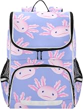 Backpack Cute Axolotl Salamander School Backpack Travel Hiking Large Capacity Causal Daypack Bookbag Laptop Schoolbag with Reflective Tape for Boys Girls Adults