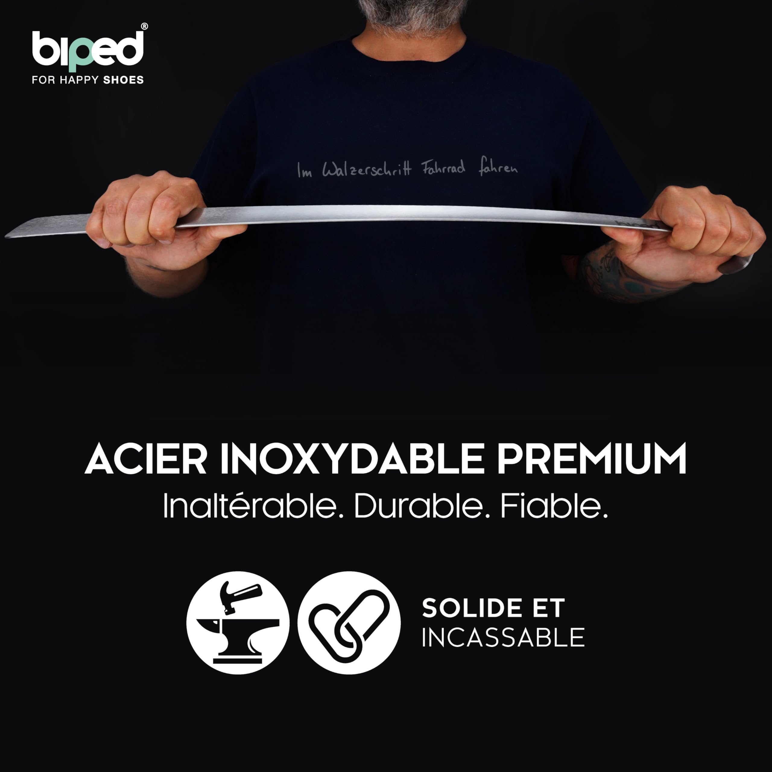 biped chausse-pied long en métal, acier inox brossé – aide-chaussure robuste dans coffret cadeau élégant – chausse-pied premium pour un usage quotidien z2932(70cm,silver)