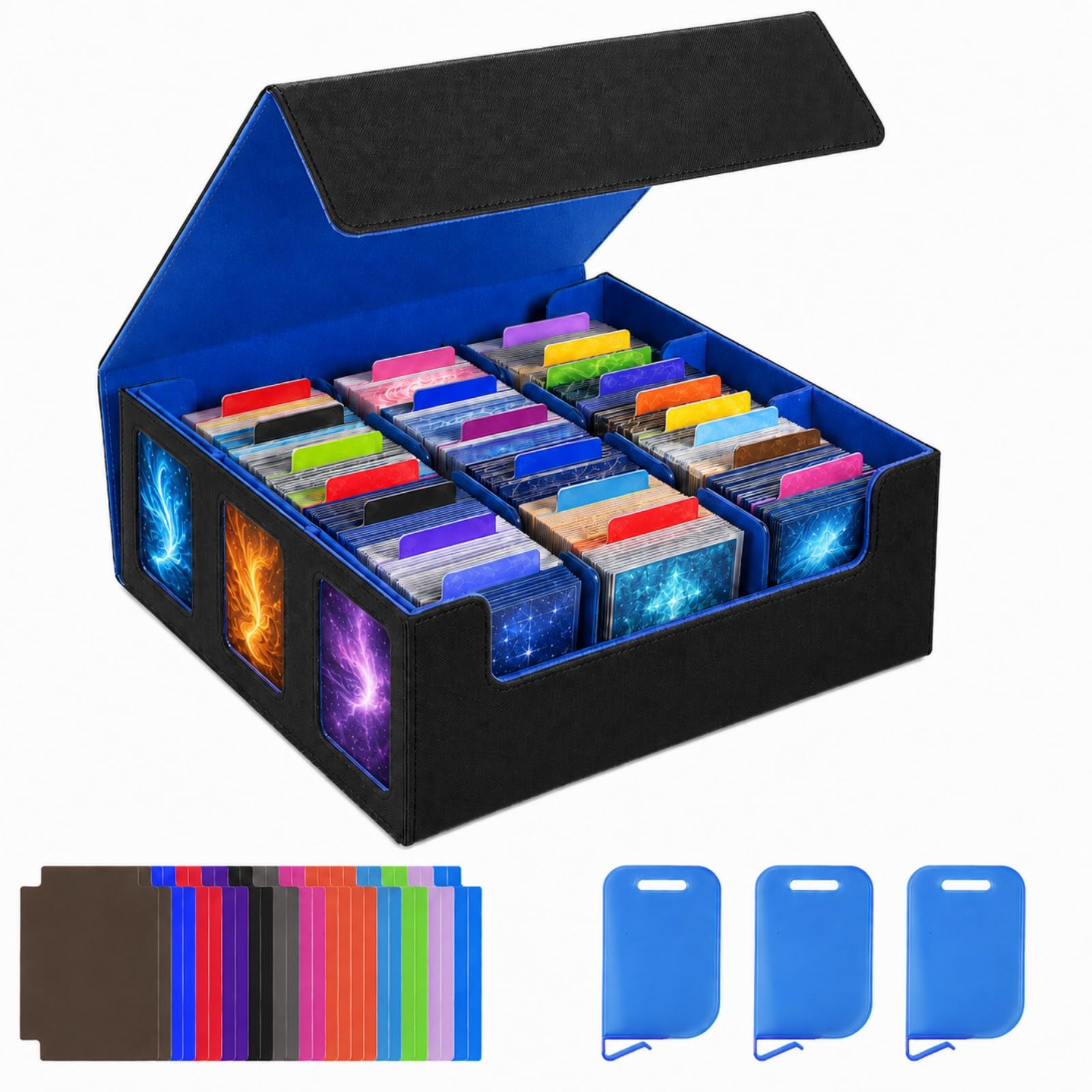 Trading Card Storage Box, 2400+ Card Deck Box with Magnetic Lid, 3 Row