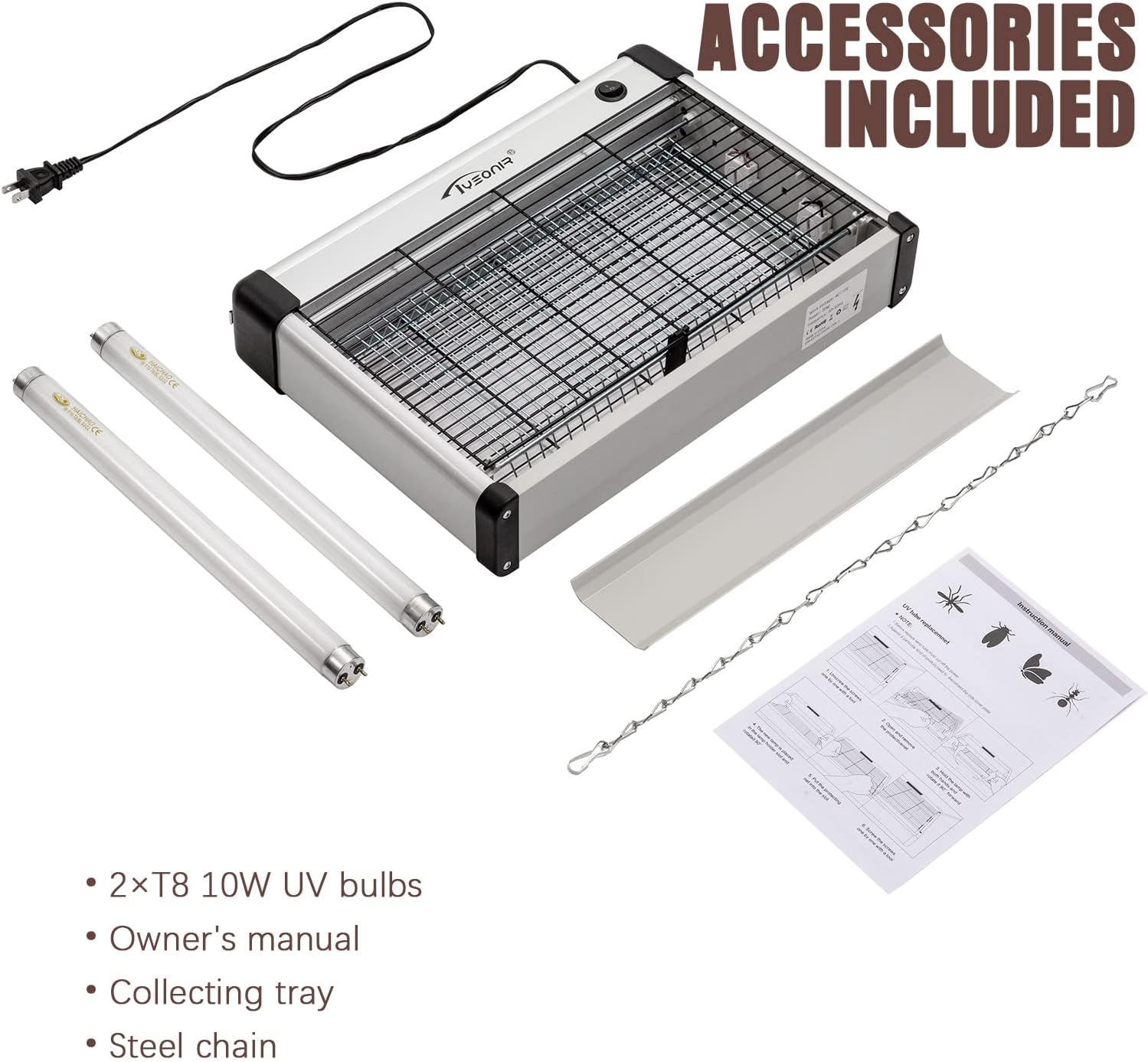 Electric Bug Zapper Indoor, Upgraded 2PCS UV Light, Modern and Stylish Fly Zapper, Fly Trap Up to 2000 Sq Ft, Fly Mosquito Insect Zapper for Home Kitchen Restaurant Bakery Balcony Patio Office