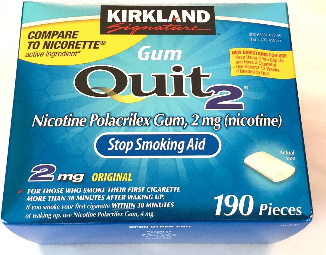 Kirkland Signature Quit Smoking Gum, 2 mg, 190 Count