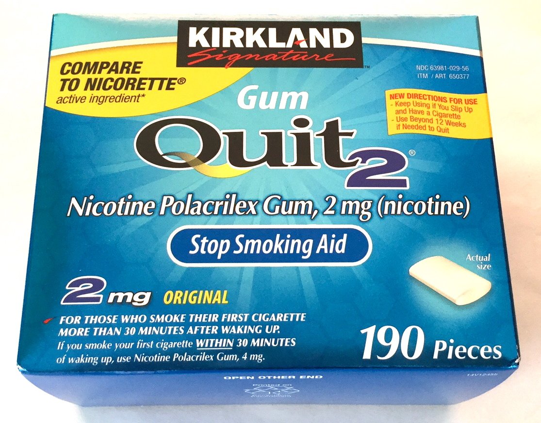 Amazon.com: Kirkland Signature Quit Smoking Gum, 2 mg, 190 Count : Health &  Household