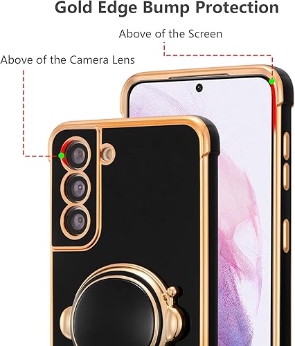 Miniatura 4 de RALEAVO Funda para Samsung Galaxy S21 5G, bonita funda de astronauta 6D con función atril, cubierta de lujo chapada en lujo, ajuste delgado, TPU