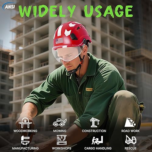 Miniatura 9 de AOLAMEGS Casco de seguridad de construcción  ANSI Z89.1 OSHA aprobado por la OSHA cascos de seguridad con correas para la barbilla, sombreros