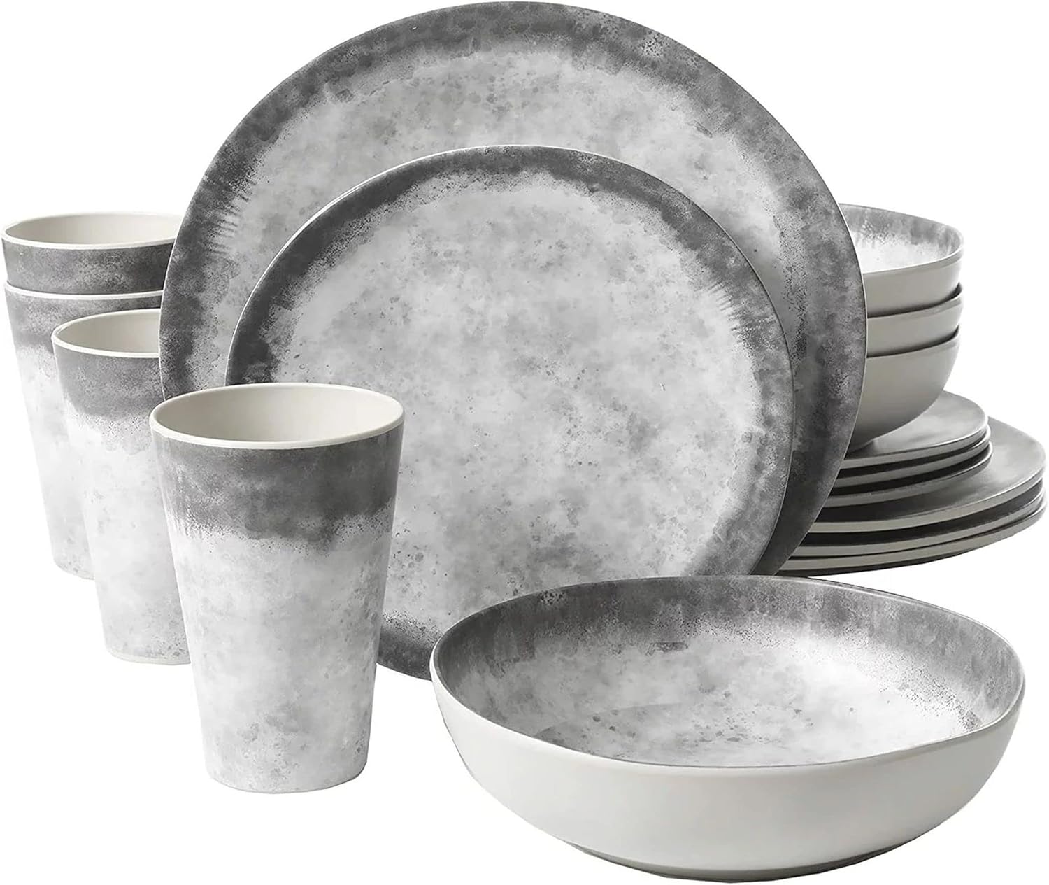 Organic Round Dinnerware Set, Service for Four (16pcs