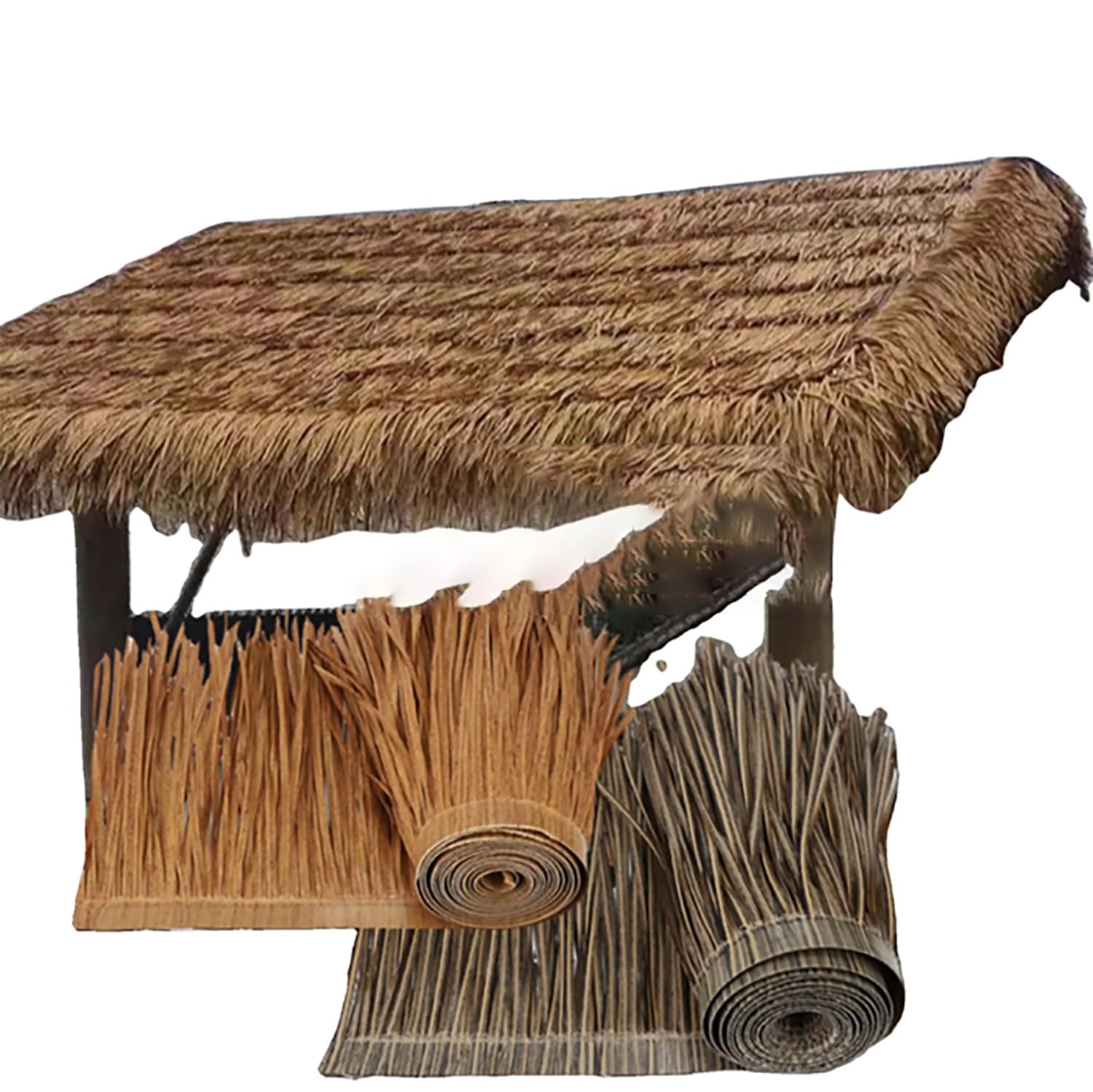 GQZJY Artificial thatch roofing roll garden tiki bar straw roof thatch roll artificial palm roof leaves for fencing decking Patio Umbrella Fence Party Decoration(Size:9m/29.5ft,Color:grey)