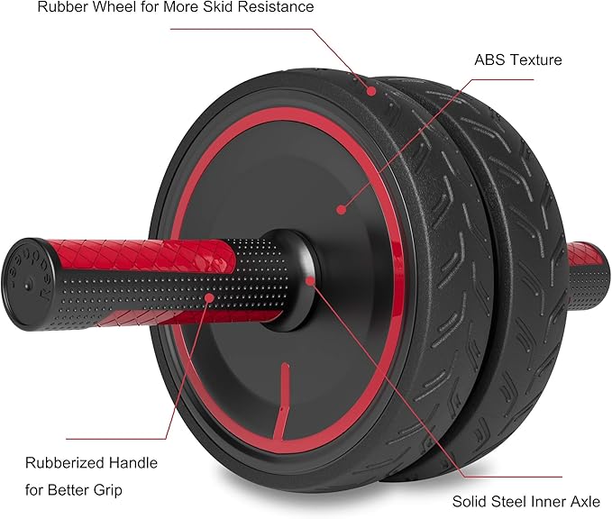 The Readaeer Metal Handle Ab Roller Wheel is a piece of fitness equipment designed to help strengthen and tone the abdominal muscles. It features a durable metal handle for stability and control while rolling out and back in during exercises. The wheel is made of high-quality materials for long-lasting use, and it comes with a knee pad for added comfort and support during workouts.
