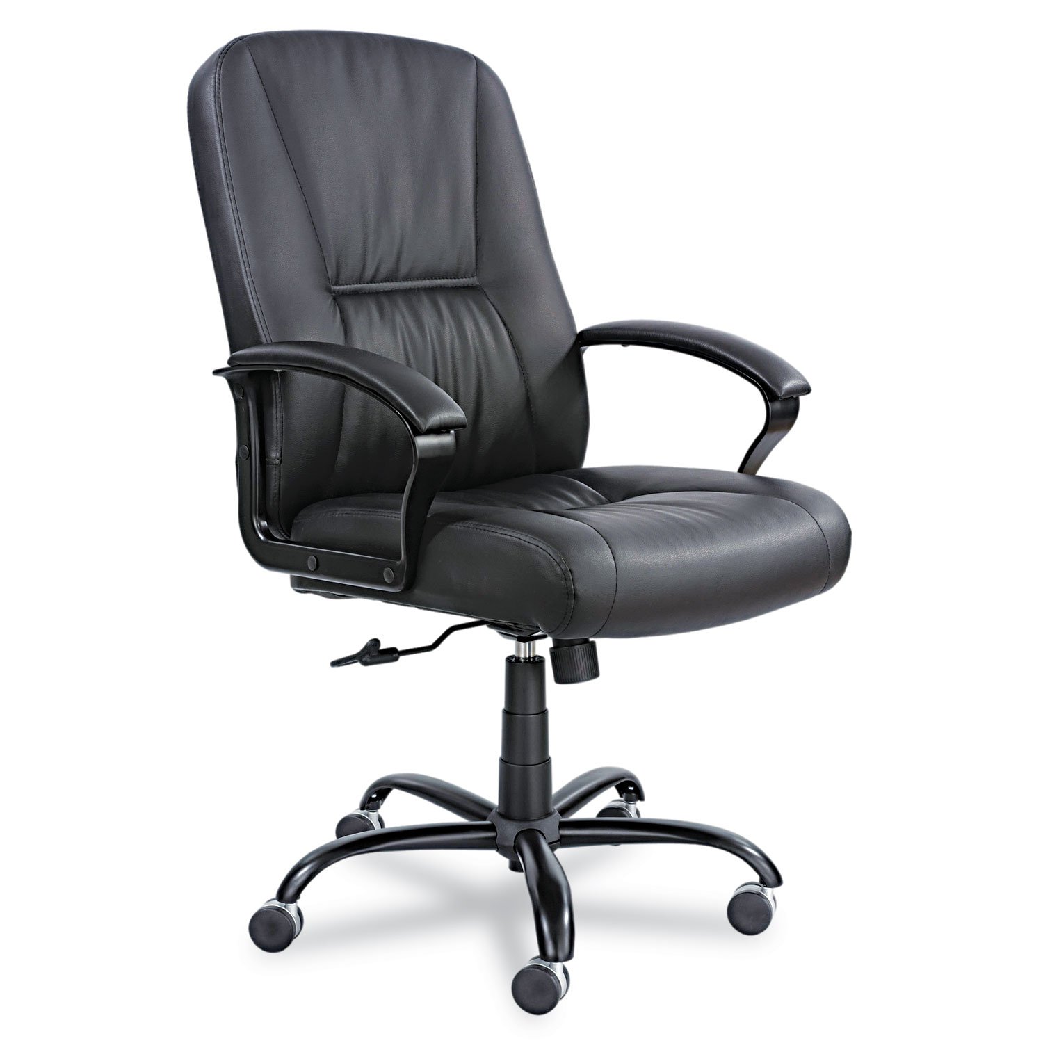 Safco High Back Big and Tall Swivel Desk Task Chair Adjustable Height and Tilt, Rolling Base, 500 lbs. Weight Capacity, Work or Home Office, Black Leather Seat (3500BL)
