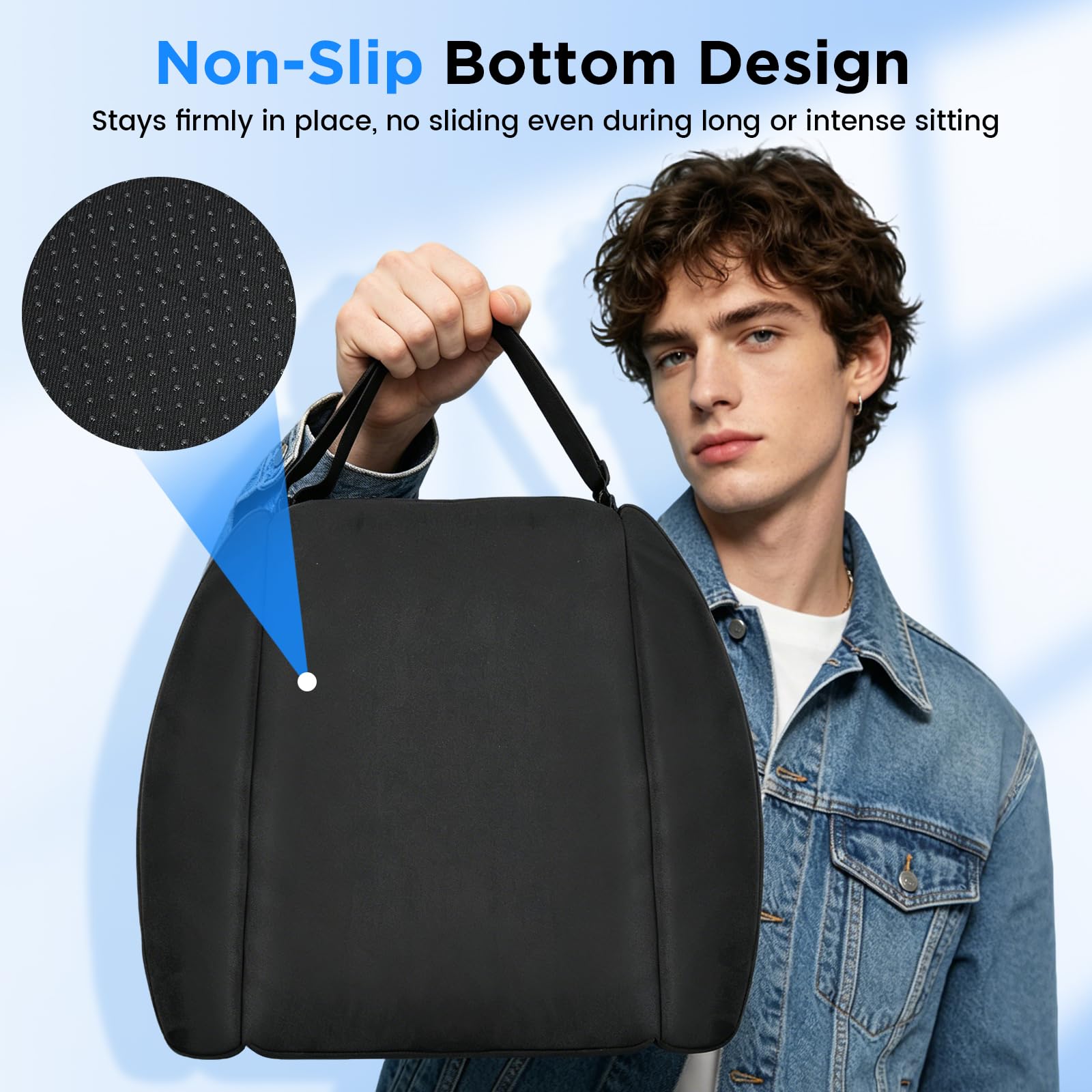 Coussin de Siège Gaming en Mousse à Mémoire de Forme, Coussin Ergonomique pour Voiture et Bureau, Antidérapant avec Housse Amovible, Noir
