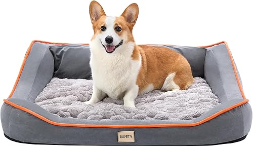 Jiupety Cama ortopédica para perros medianos y grandes, sofá cama para perro con cojín en forma de U, cojín de apoyo de doble capa, sofá impermeable