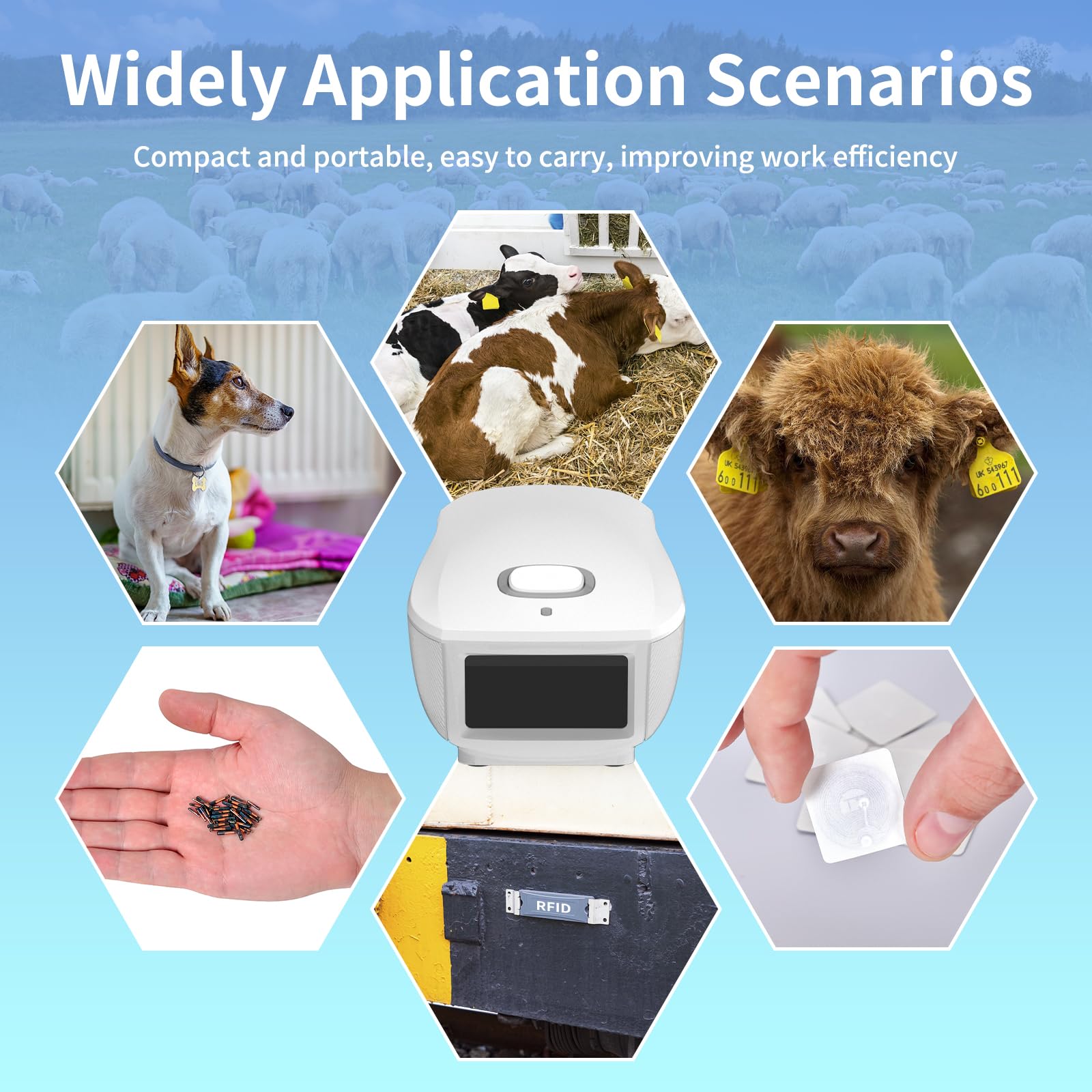 NETUM Bluetooth Pet Microchip Scanner Portatile Wireless RFID EMID Micro Chip Lettore Senza Contatto 134.2kHz 125kHz 15 Cifre Chip ID Scanner per Animali/Animali/Cani/Gatti C200