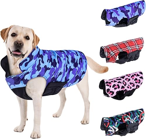 CuteBone Abrigo de invierno para perro abrigo para clima frío chaqueta para perro chaleco reversible forro grueso acolchado para mascotas ropa para