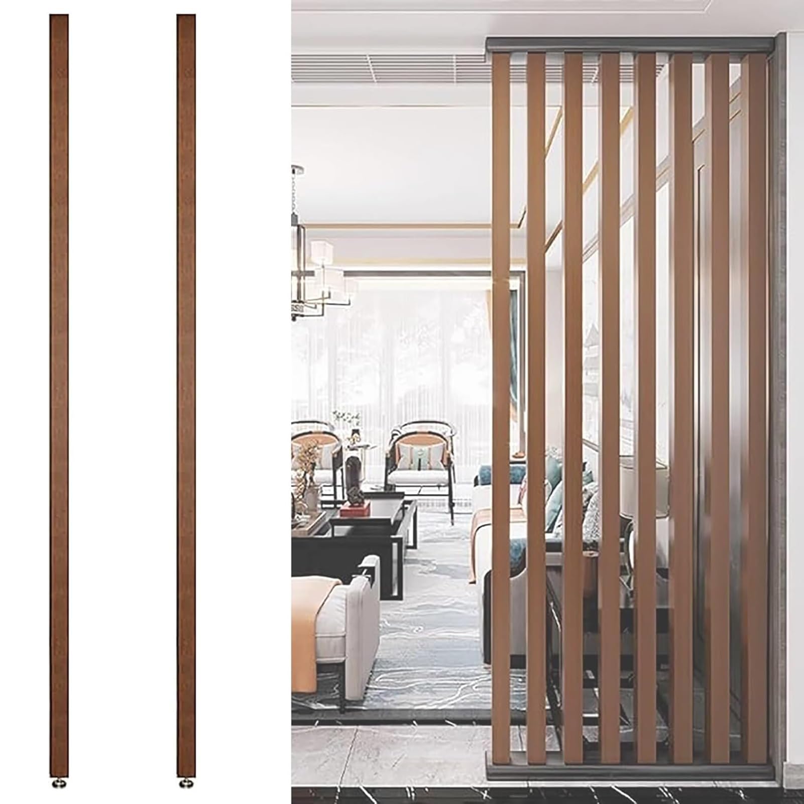 GLETSF Freestanding Floor-To-Ceiling Room Divider Post - Modern Privacy Screen Partition For Office, Restaurant, Entrance Decor - Adjustable Height 70-240Cm-2 Pcs-165cm/5.41ft
