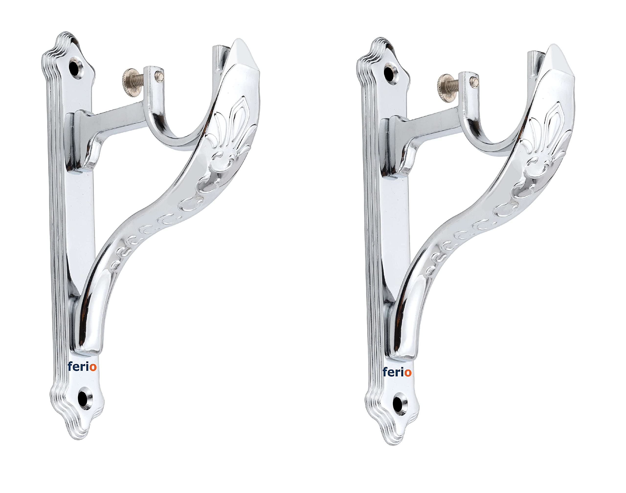 FERIO Zinc Alloy Chrome Finish Jaguar Heavy Printed Rod Pocket Semi Sheer Curtain Supports For Door And Window Printed Curtain Brackets/Holders Set For 1 Inch Rod (Pack Of 2 Pcs) (B096QQT9JB) Amazon Price History, Amazon Price Tracker