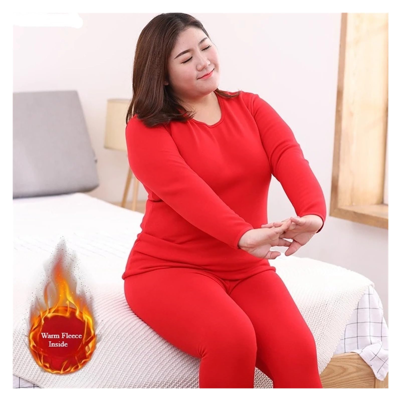 Set di Biancheria Intima Termica da Donna Completo Intimo Termico da Donna Invernale Taglie Forti in Pile, Caldo Ragazza, 2 Pezzi, Lingerie, Top, Mutande Lunghe, Vestiti
