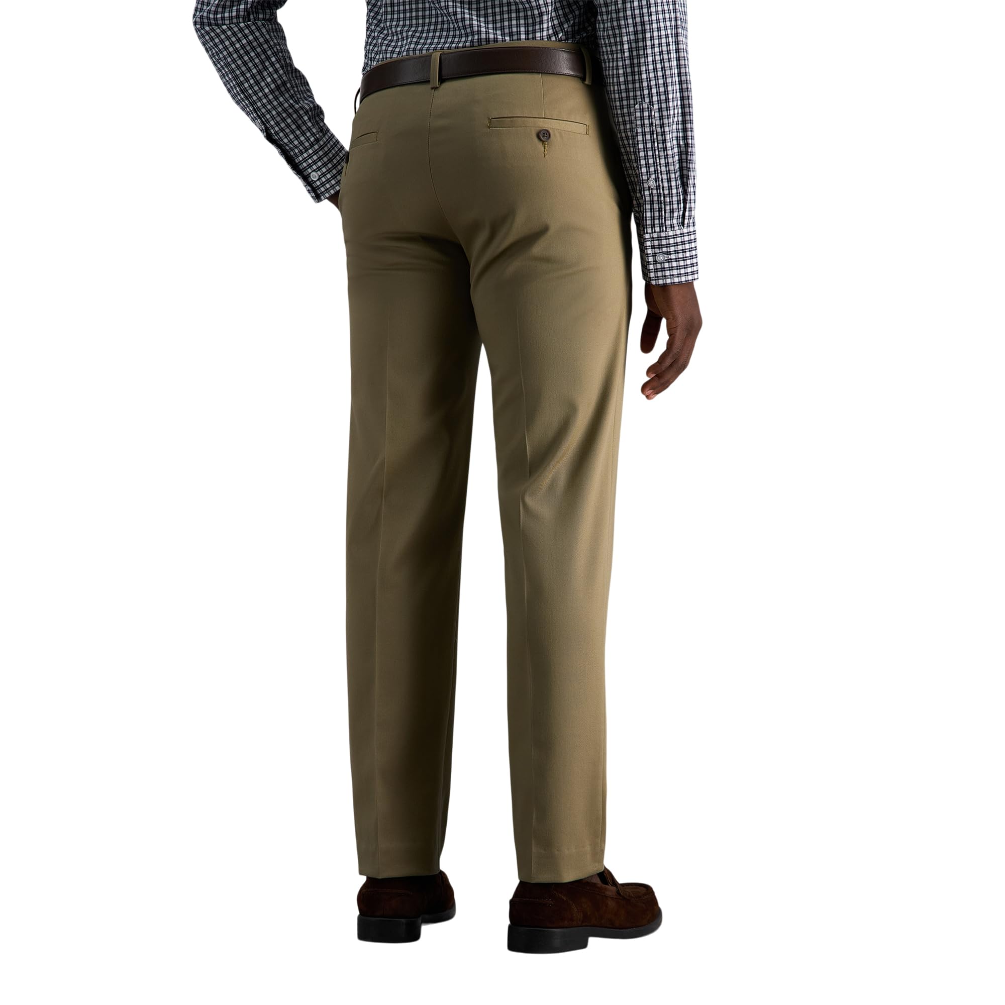 Haggar Premium No Iron Khaki Straight Fit Flat Front Pant - Spodnie Mężczyźni