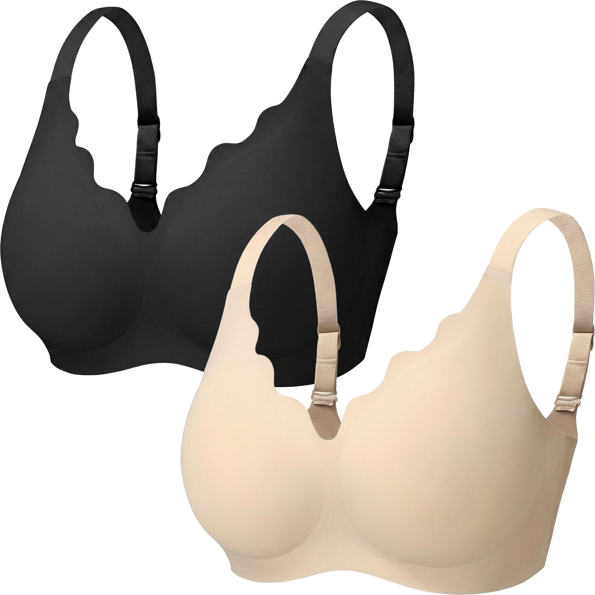 PoseFree Bra for Women Wireless Seamless Push Up Bralette - Full Coverage Comfortable Jelly Bra Scalloped Everyday/Tshirt Bra — view 7