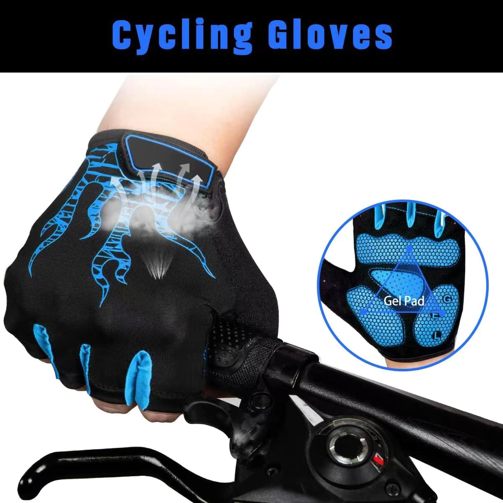 Nesirooh Guanti Bici MTB Uomo e Donna, Guanti Ciclismo Estivi Gel Mezze Dita per Bicicletta Palestra Arrampicata Montagna Corsa Sport