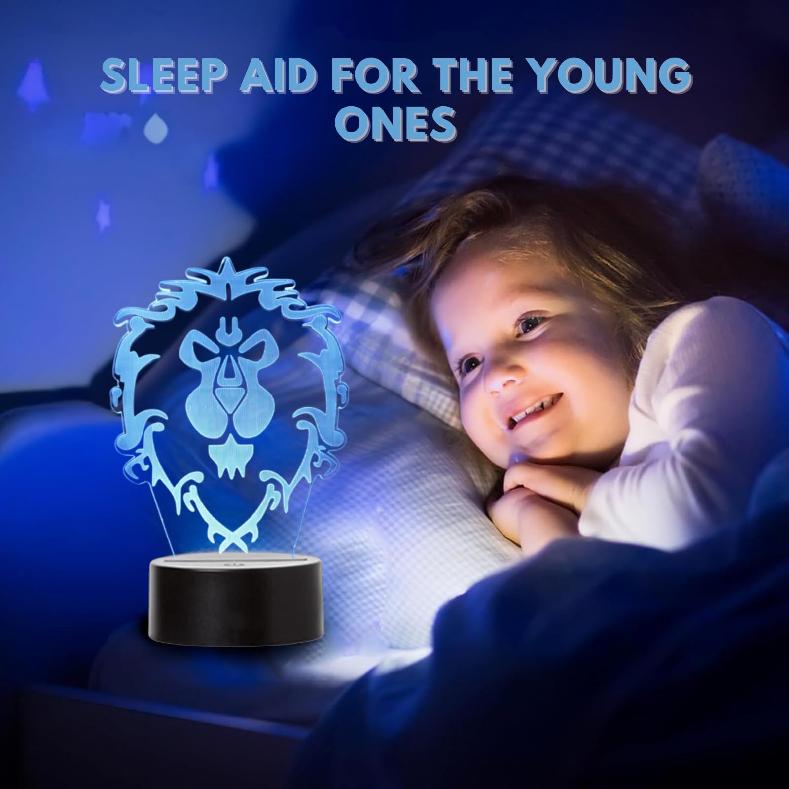 LED Video Game Lamp World of Warcraft Alliance Color Changing USB Night Light and Decoration, Small - Image 3