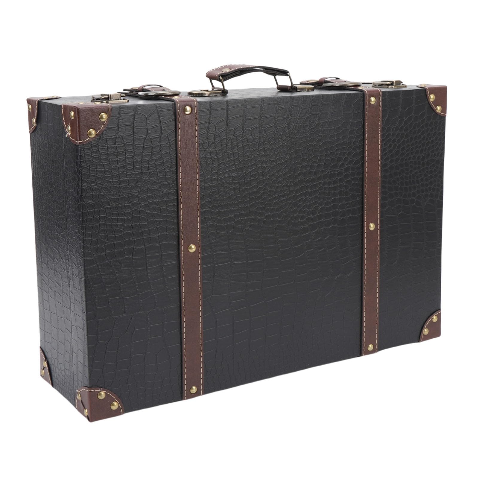 POENVFPO Boîte de rangement de bagages décorative de style rétro, idéale pour le rangement élégant des décorations de bureau (NOIR)