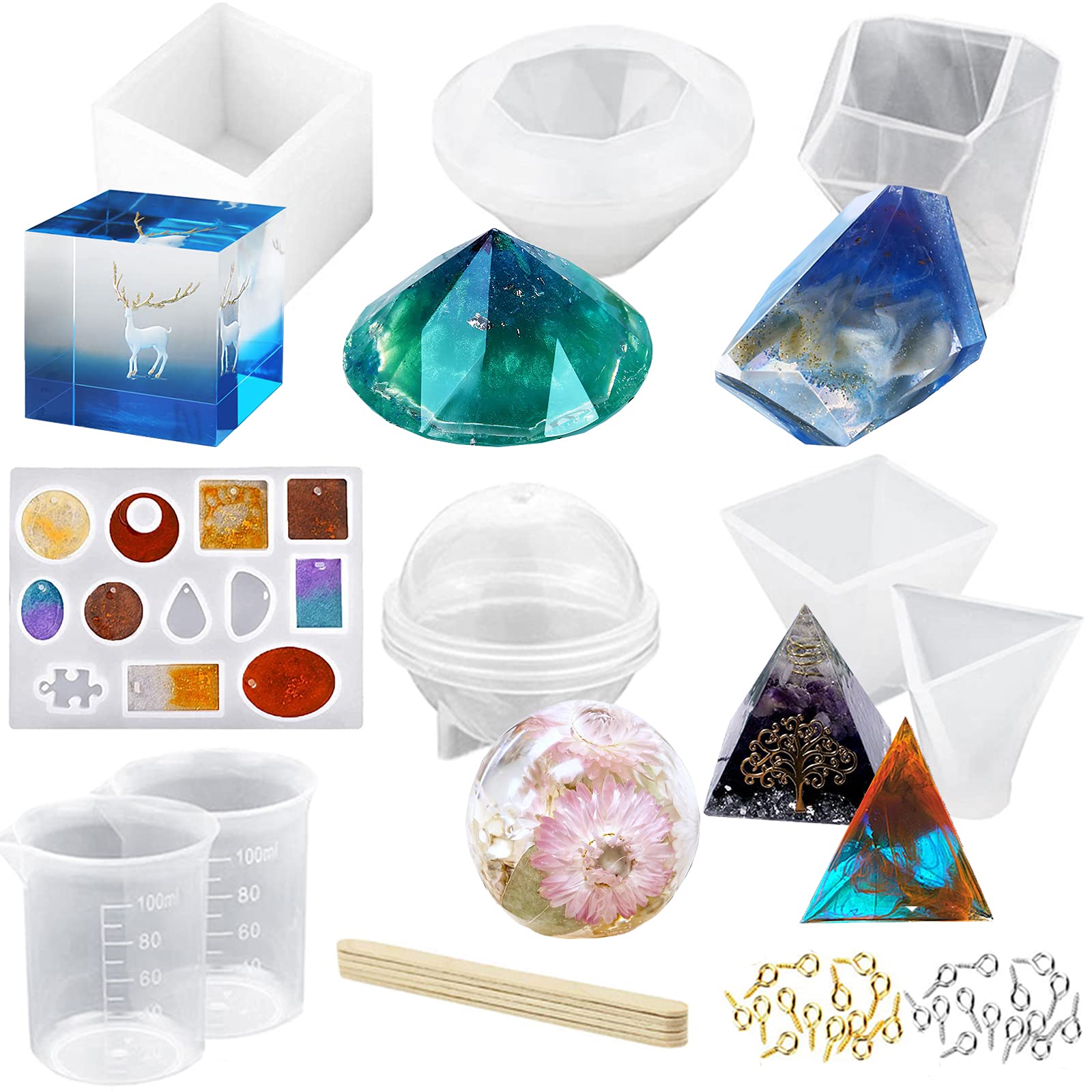 Resin Moulds Silicone,Epoxy Resin Molds Set,DIY Casting Resin Art
