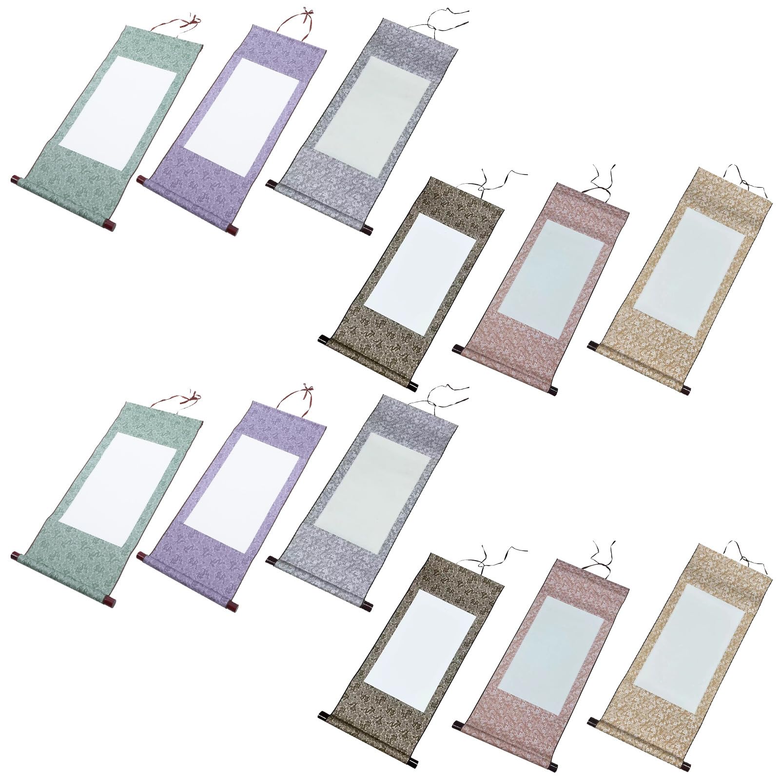 YARNOW 12 sztuk chińskich zwojów kaligraficznych - puste wiszące zwoje rysunkowe - 27,6 x 13,8 cala, wiszące, puste, papier Xuan do projektów artystycznych DIY