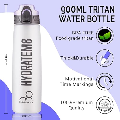 Miniatura 2 de HYDRATEM8 - Botella de agua deportiva motivacional activa con marcas de tiempo, sin BPA, botella de bebidas, 32 onzas - esmerilado